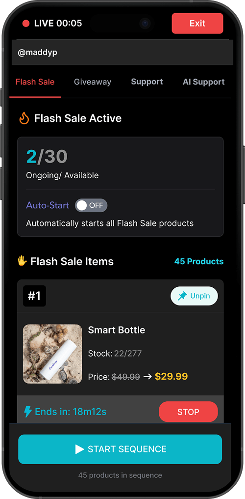 Opsique host app live controls placeholder