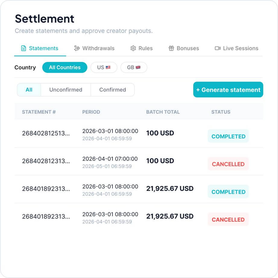 Opsique settlement statements preview