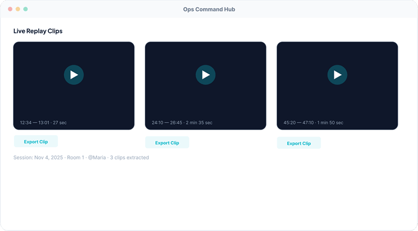 Opsique live replay clips preview